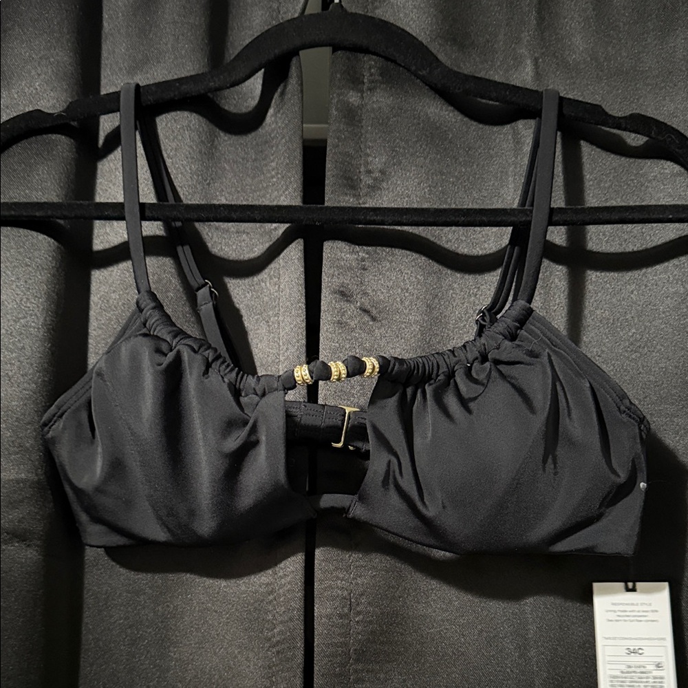 Elegant Black And Gold Women's Bikini Top